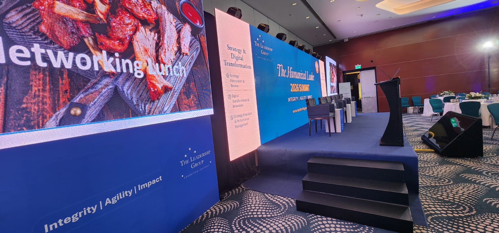 The Humanized Leader 2026 Summit LED wall and stage build by Progigs Audio Visual