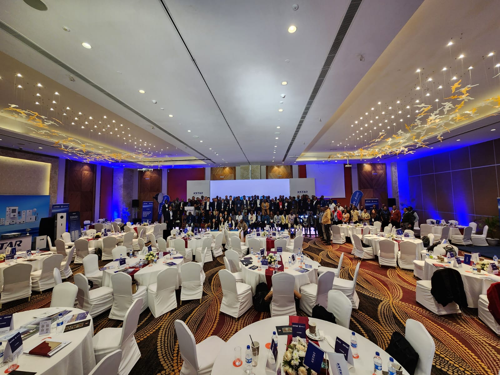 KSTAR product launch ballroom with delegates and LED stage in Nairobi