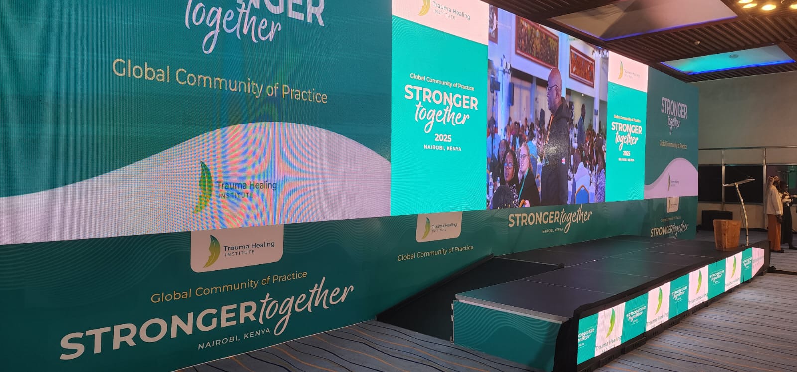Trauma Healing Institute Stronger Together 2025 stage and LED wall in Nairobi Kenya